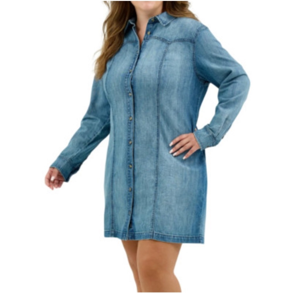 Lee Women's Heritage Western Denim Dress Button Front Size XXL